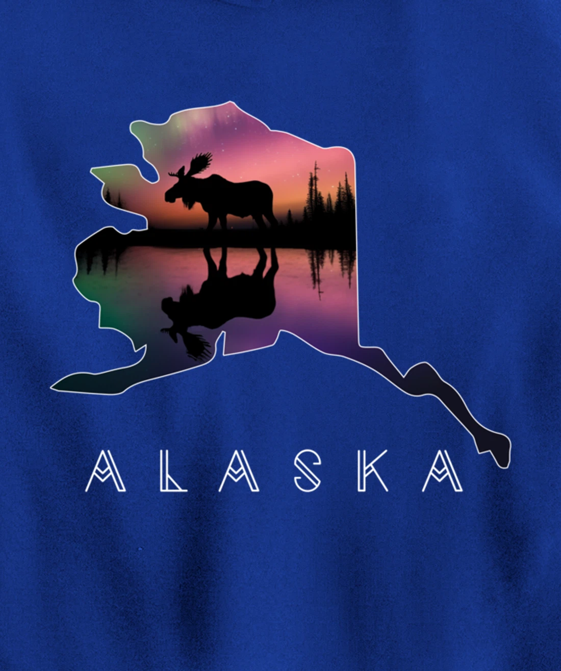 Alaskan Moose Aurora Borealis Alaska State & Landscape Pullover Hoodie