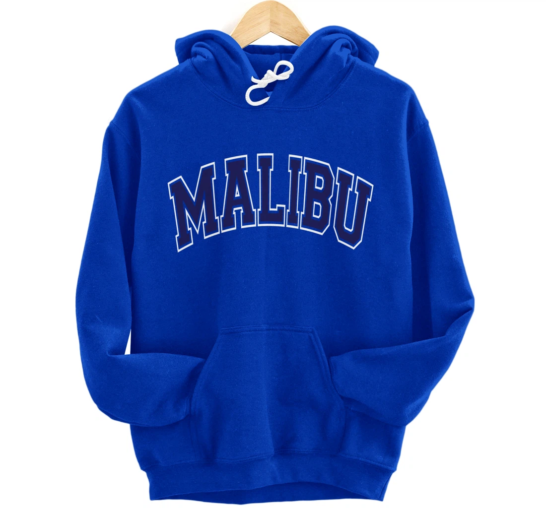Malibu Arched Dark Blue Text Pullover Hoodie