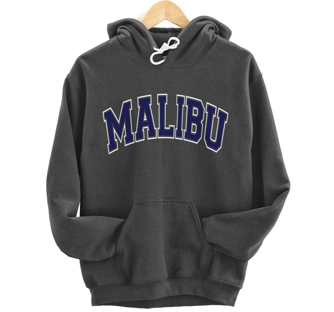 Malibu Arched Dark Blue Text Pullover Hoodie