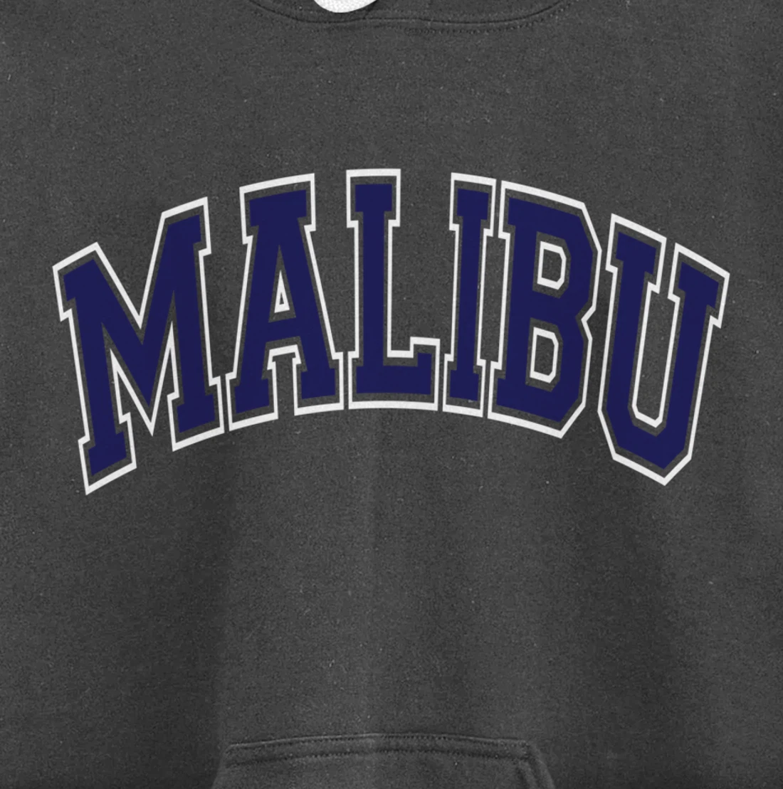 Malibu Arched Dark Blue Text Pullover Hoodie