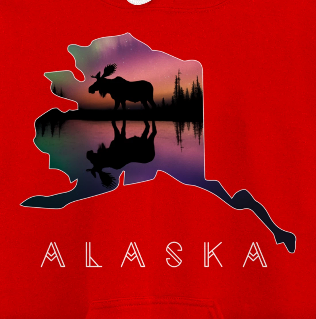 Alaskan Moose Aurora Borealis Alaska State & Landscape Pullover Hoodie