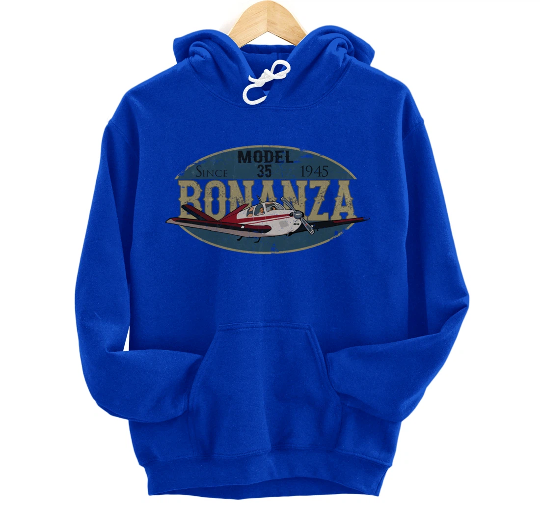 Model 35 Bonanza Since 1945 Retro Vintage Airplane Pilot Pullover Hoodie