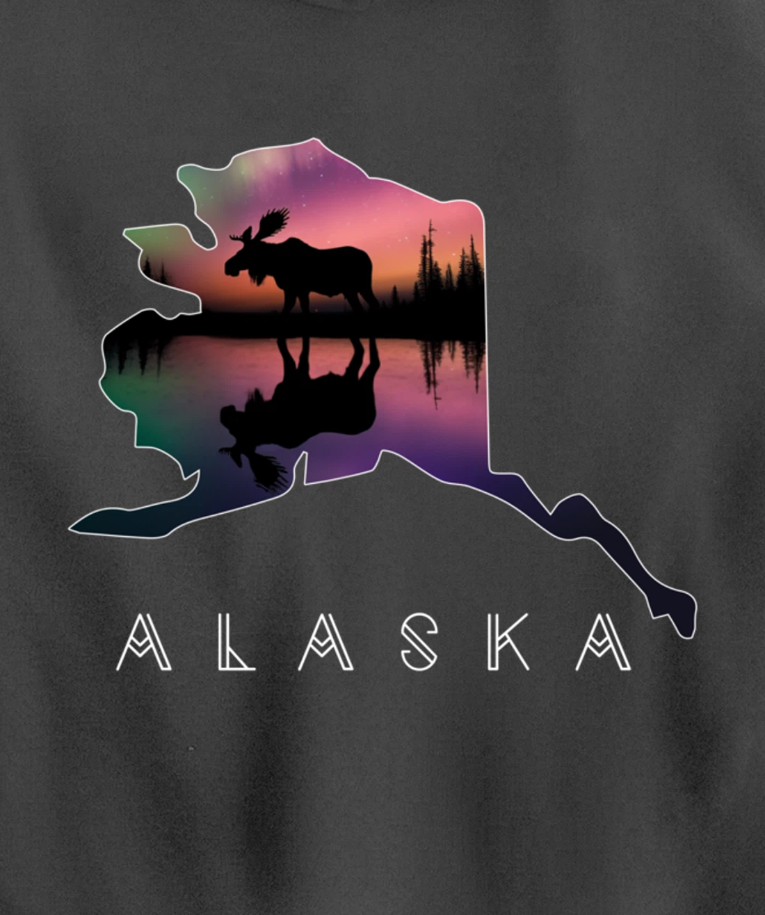Alaskan Moose Aurora Borealis Alaska State & Landscape Pullover Hoodie