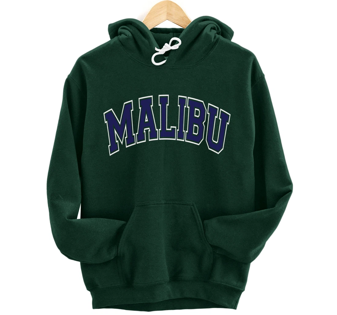 Malibu Arched Dark Blue Text Pullover Hoodie