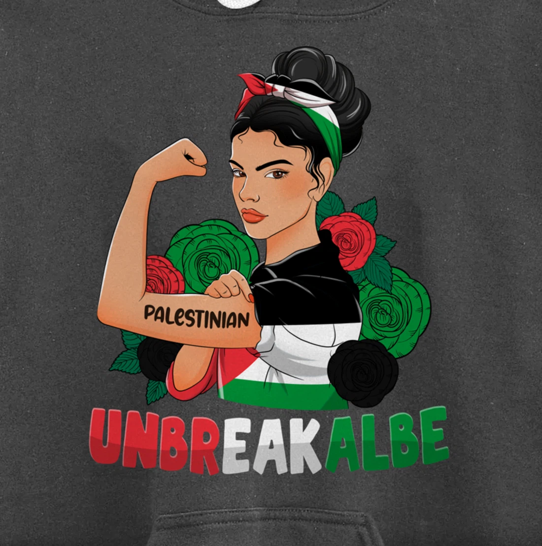 Messy Bun Palestinian Flag Palestine For Girls Womens Pullover Hoodie