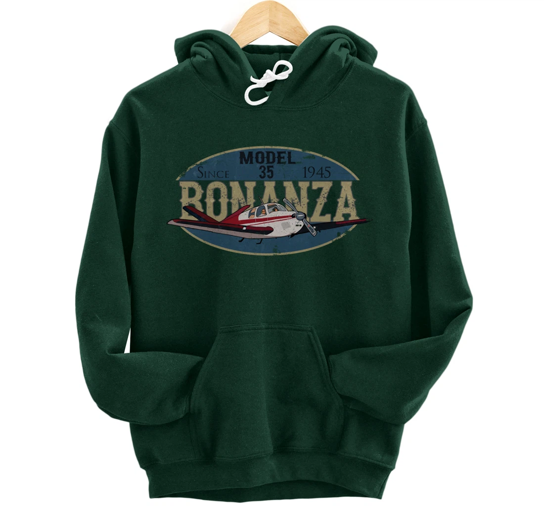 Model 35 Bonanza Since 1945 Retro Vintage Airplane Pilot Pullover Hoodie