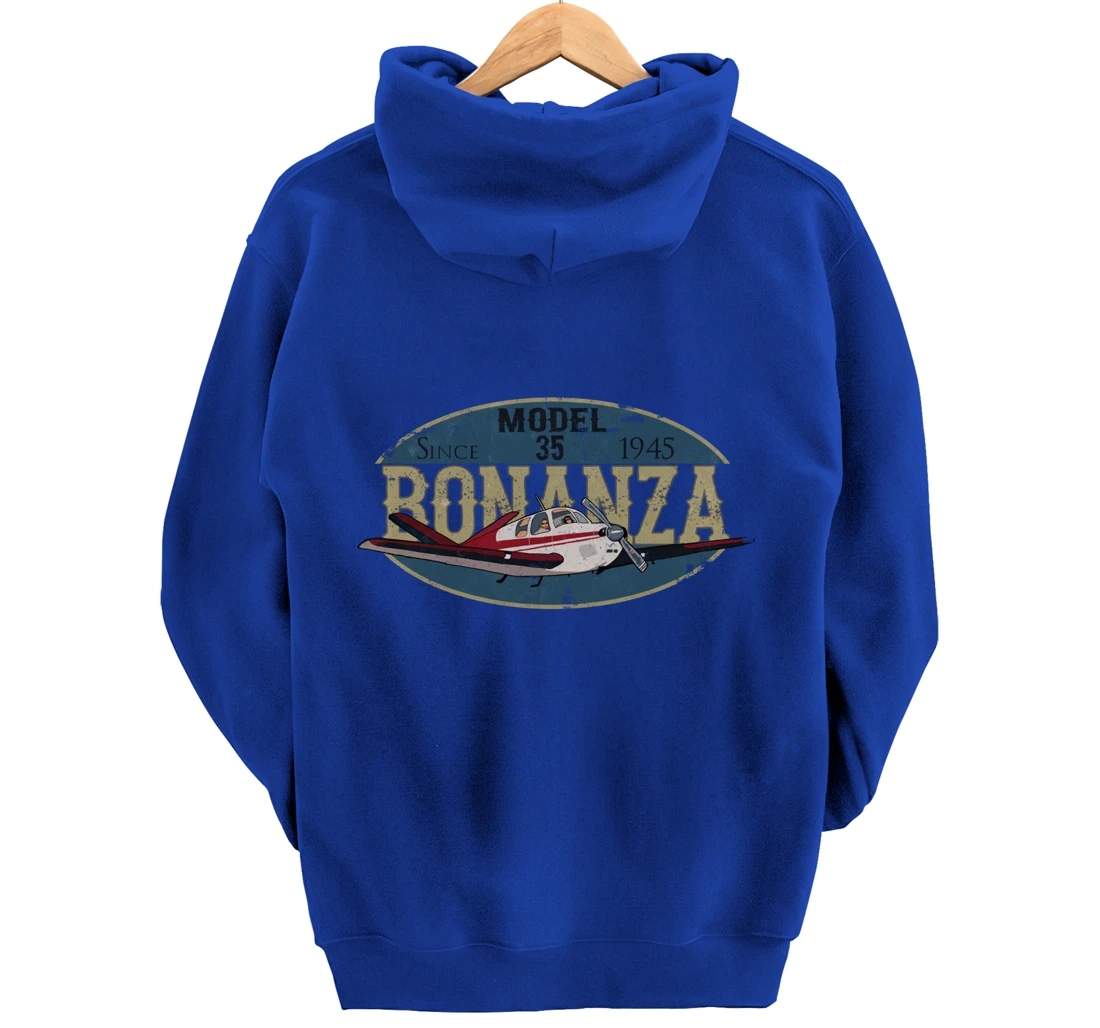 Model 35 Bonanza Since 1945 Retro Vintage Airplane Pilot Pullover Hoodie