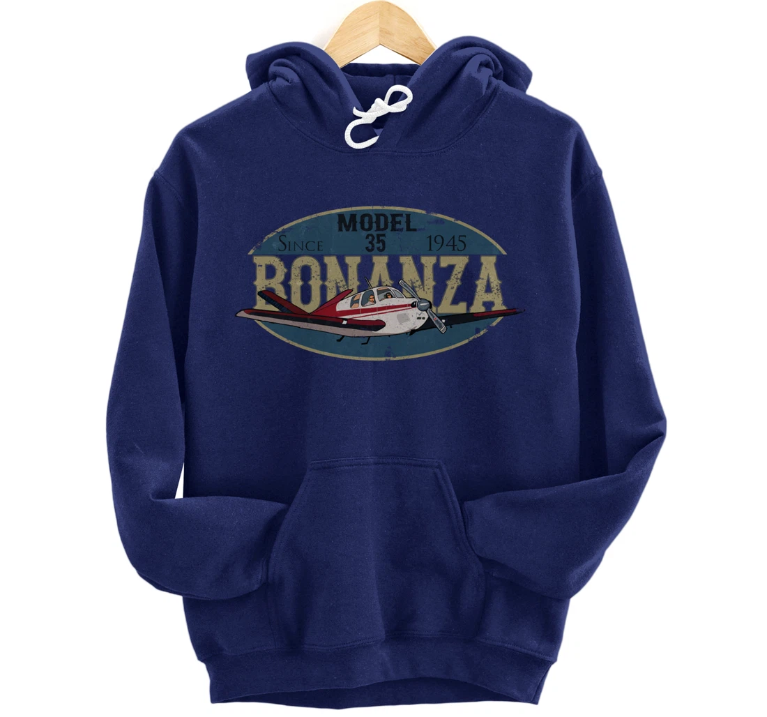 Model 35 Bonanza Since 1945 Retro Vintage Airplane Pilot Pullover Hoodie