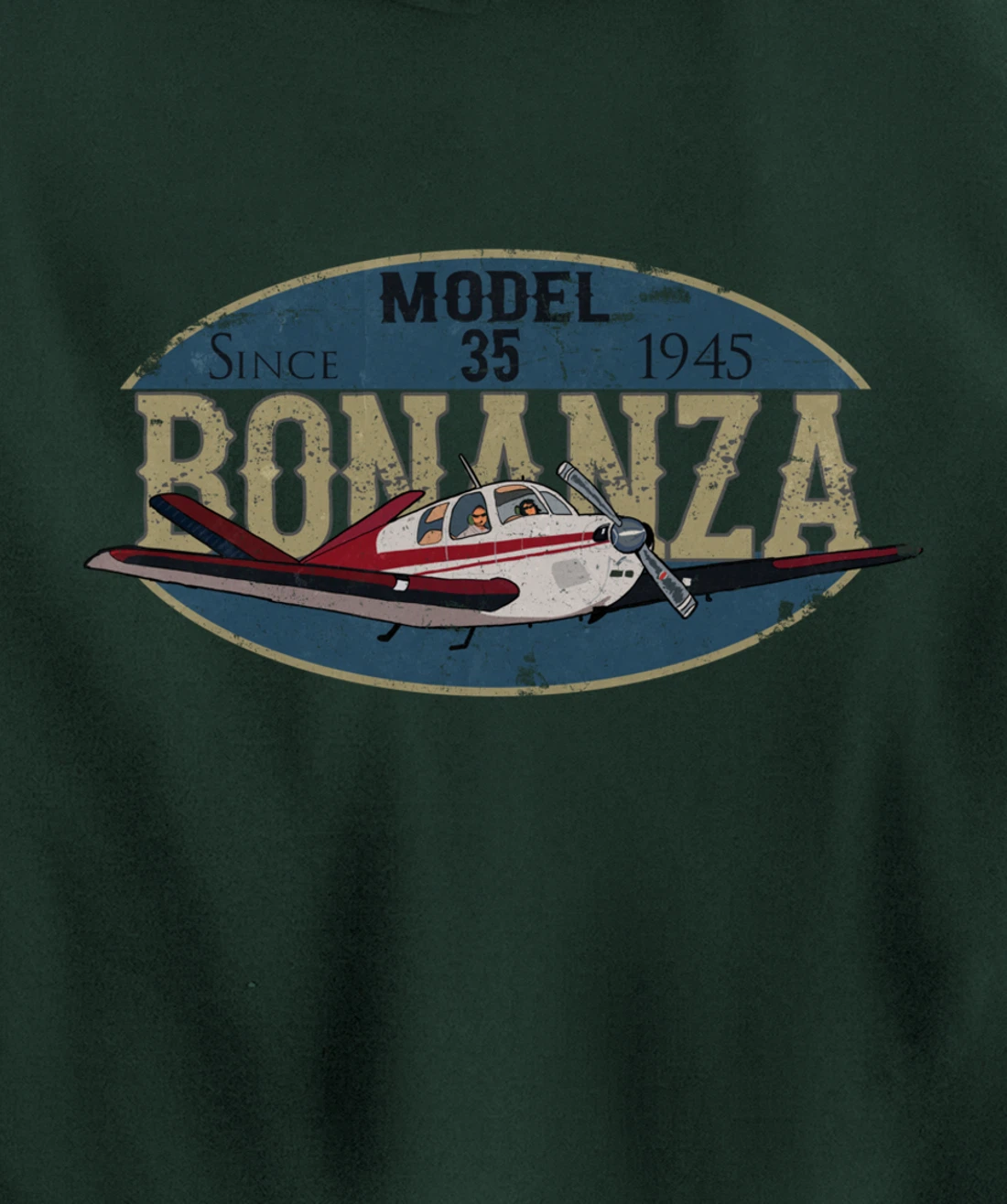 Model 35 Bonanza Since 1945 Retro Vintage Airplane Pilot Pullover Hoodie