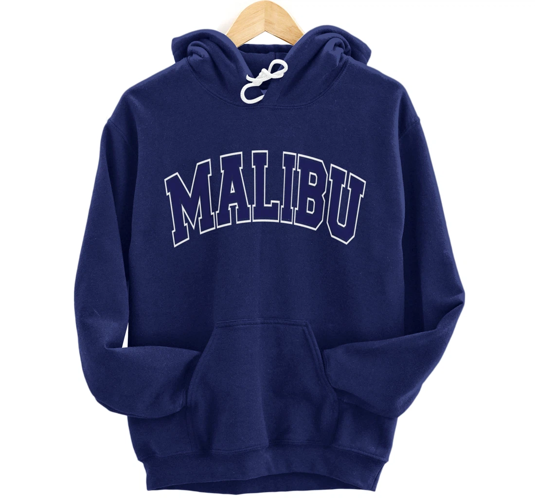 Malibu Arched Dark Blue Text Pullover Hoodie