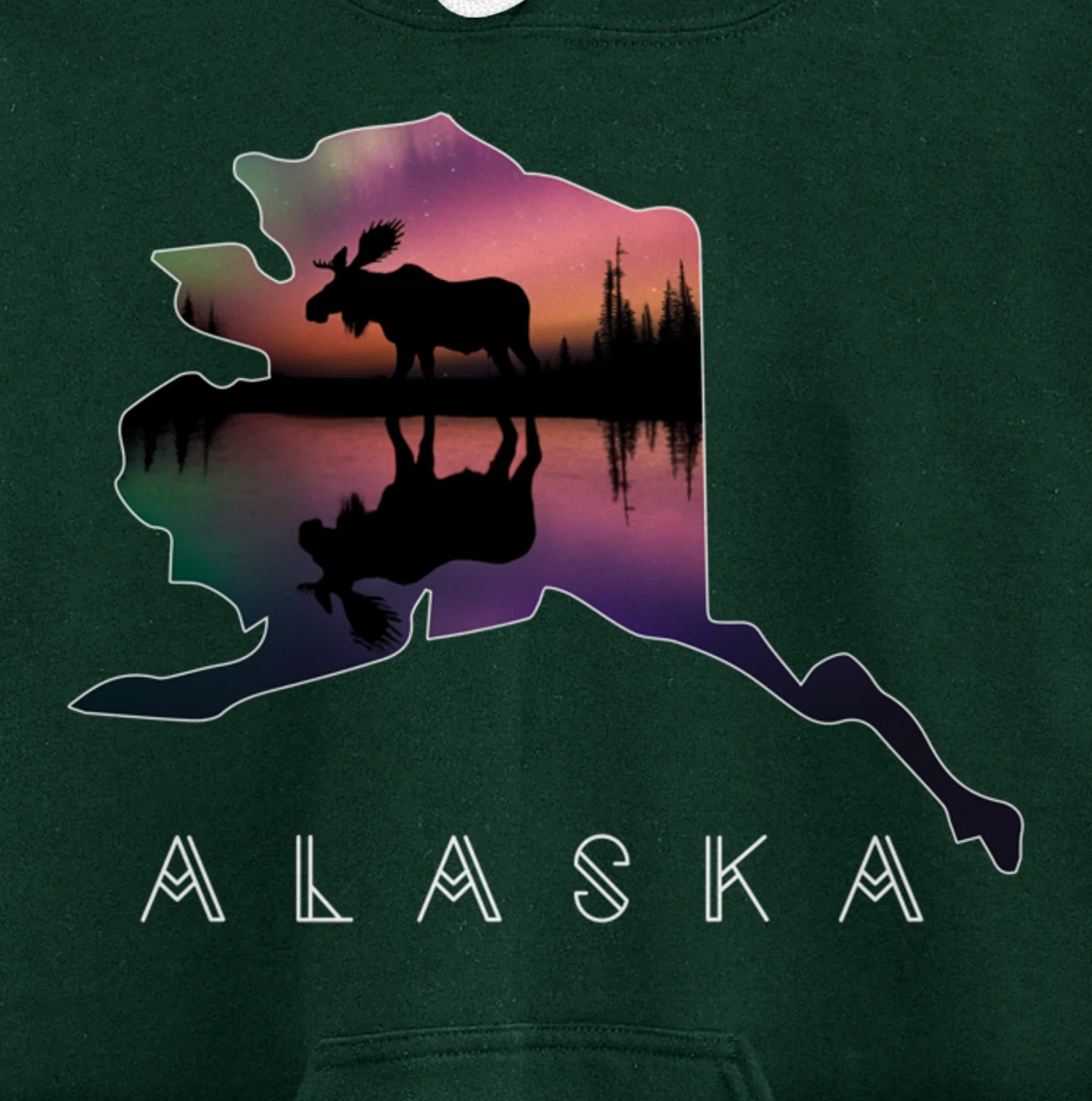Alaskan Moose Aurora Borealis Alaska State & Landscape Pullover Hoodie