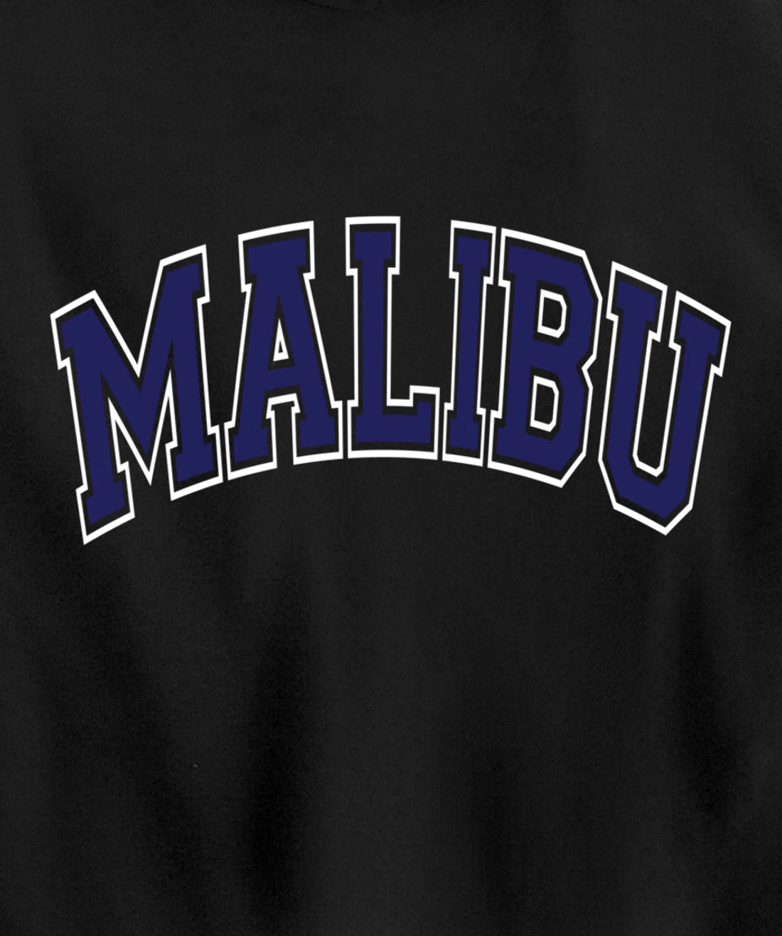 Malibu Arched Dark Blue Text Pullover Hoodie