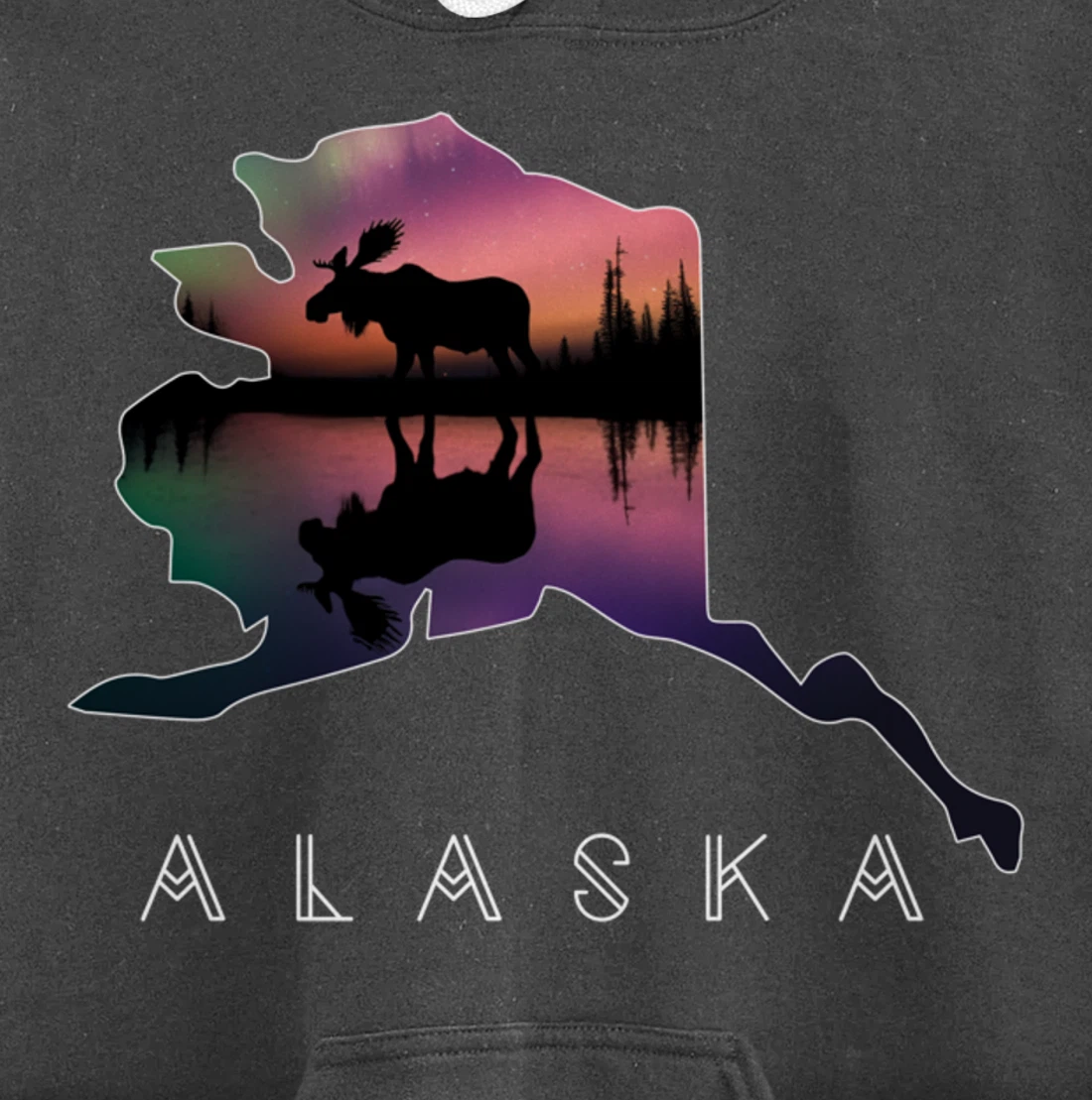Alaskan Moose Aurora Borealis Alaska State & Landscape Pullover Hoodie