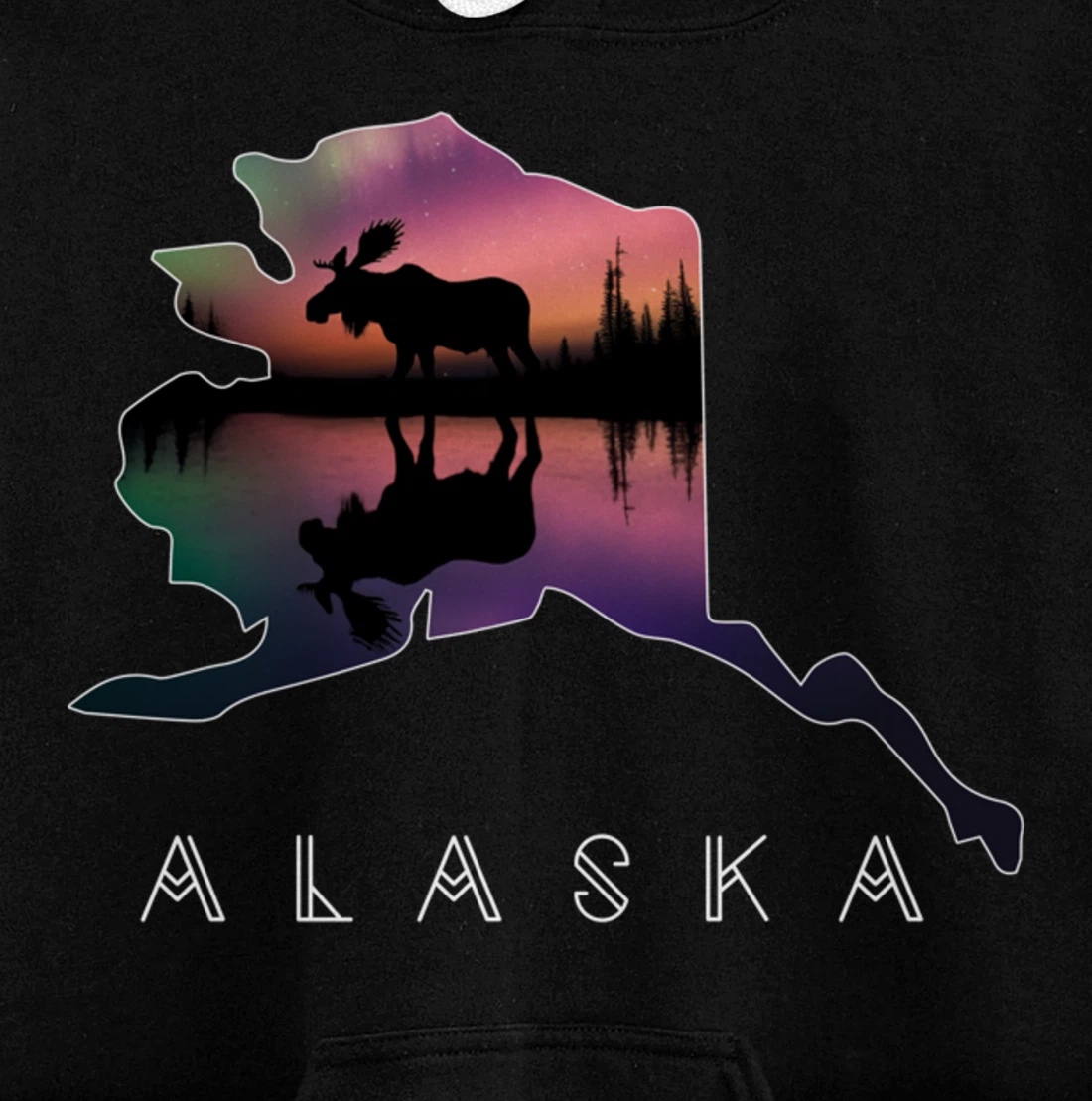 Alaskan Moose Aurora Borealis Alaska State & Landscape Pullover Hoodie