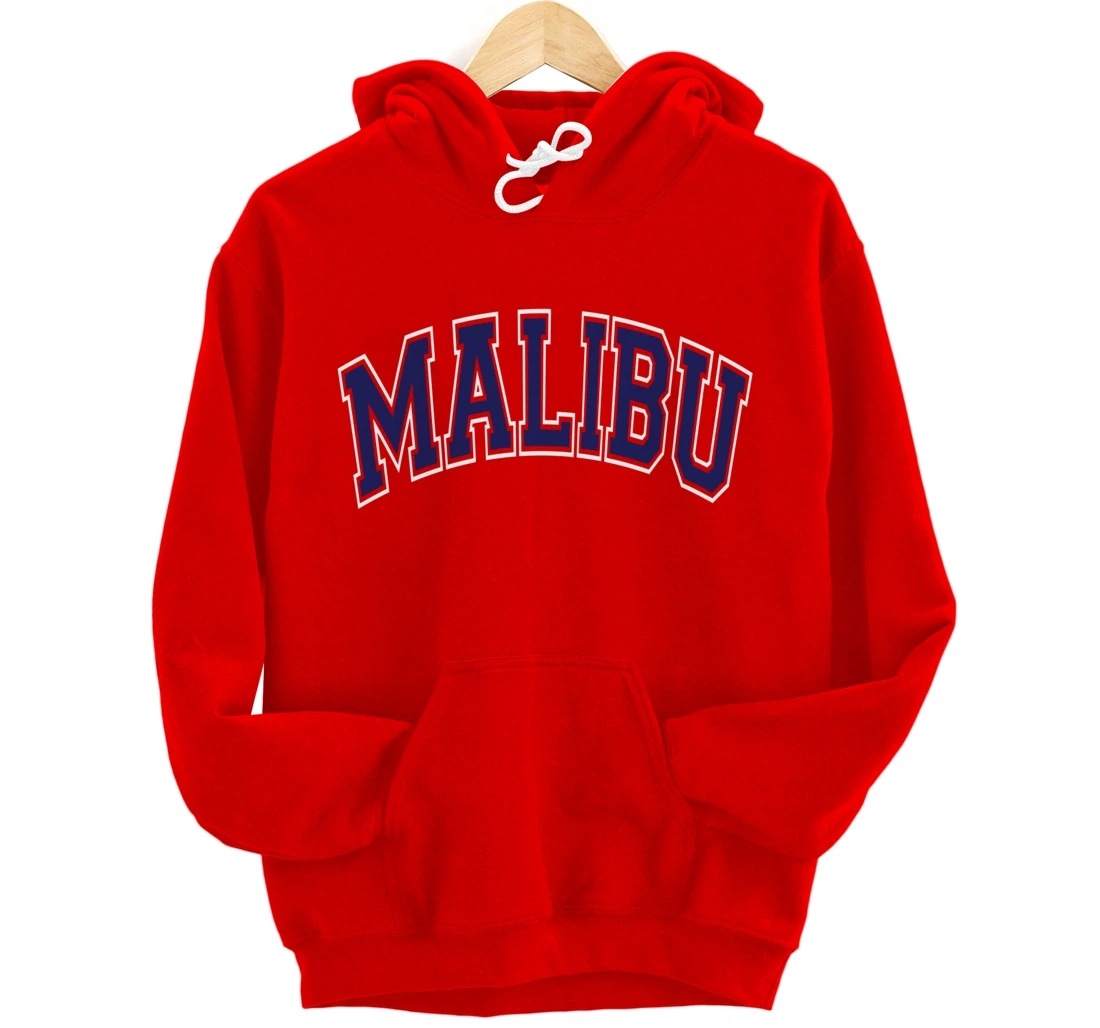 Malibu Arched Dark Blue Text Pullover Hoodie