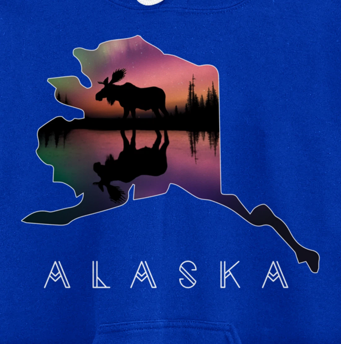 Alaskan Moose Aurora Borealis Alaska State & Landscape Pullover Hoodie