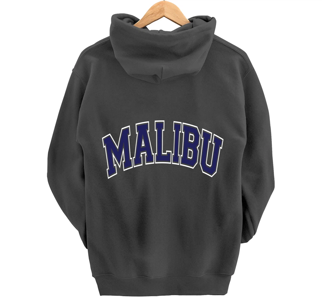 Malibu Arched Dark Blue Text Pullover Hoodie