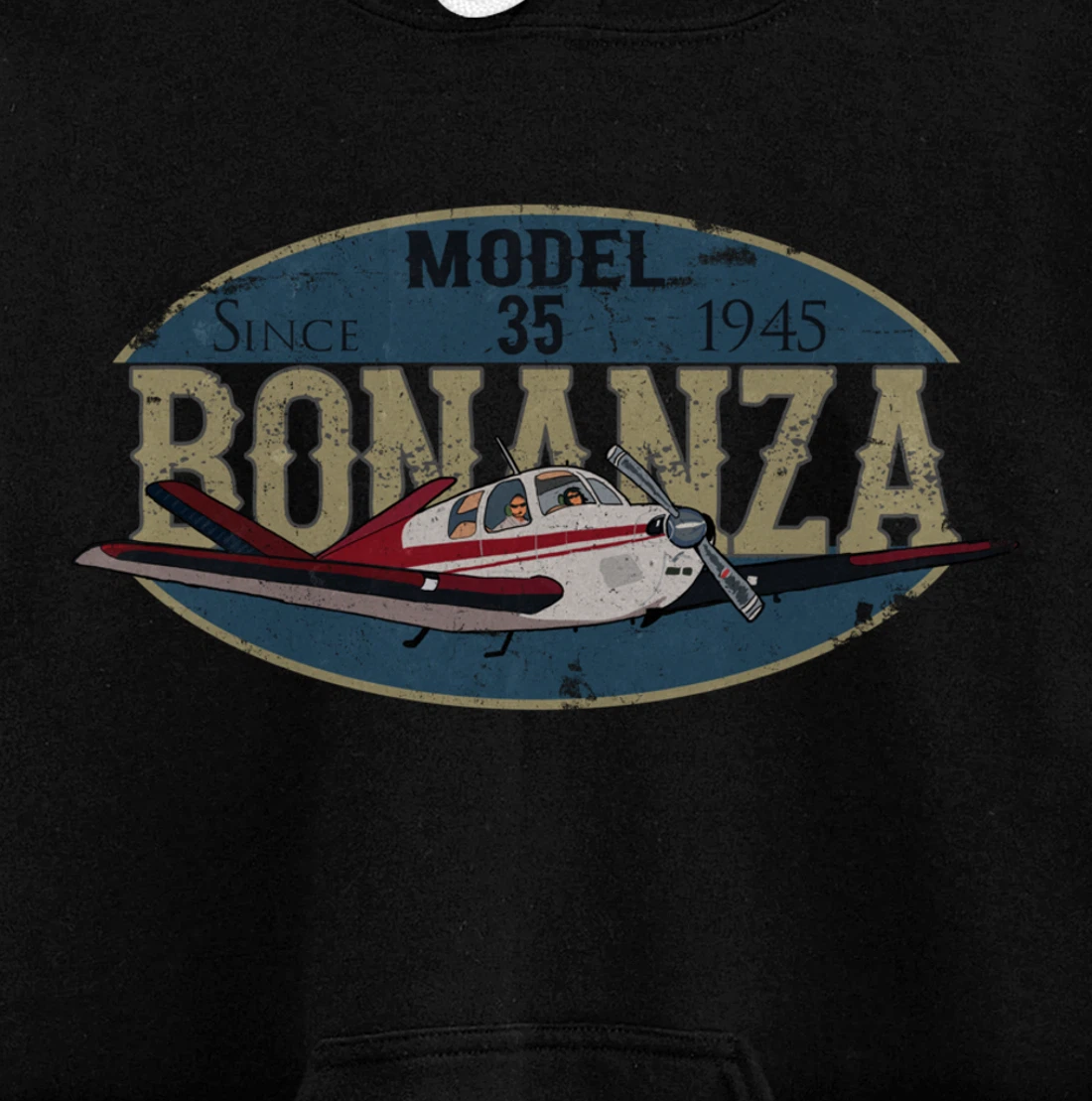Model 35 Bonanza Since 1945 Retro Vintage Airplane Pilot Pullover Hoodie