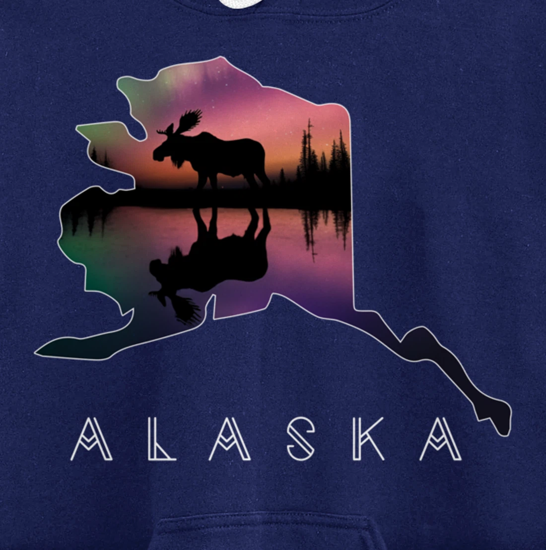 Alaskan Moose Aurora Borealis Alaska State & Landscape Pullover Hoodie
