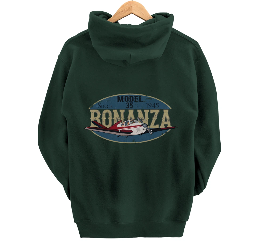 Model 35 Bonanza Since 1945 Retro Vintage Airplane Pilot Pullover Hoodie