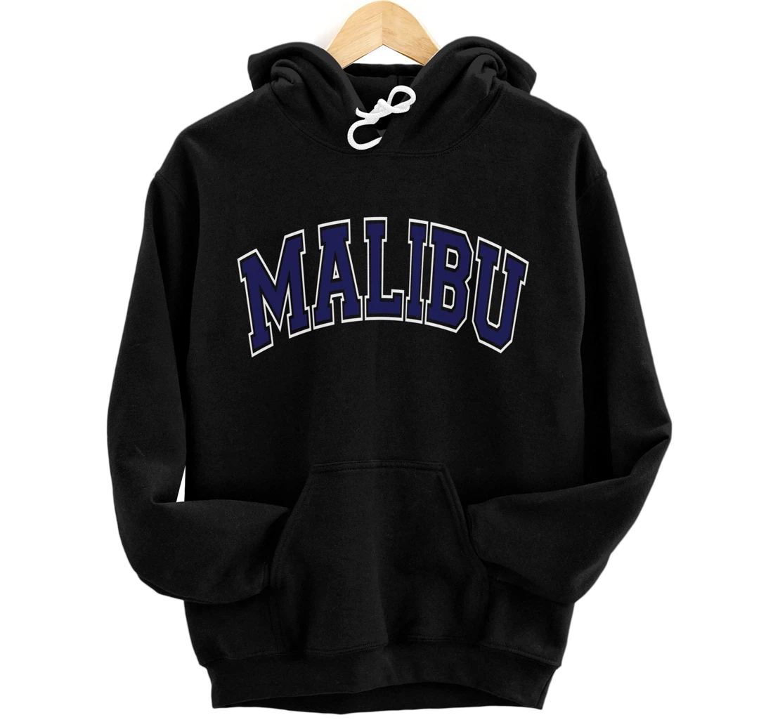 Malibu Arched Dark Blue Text Pullover Hoodie