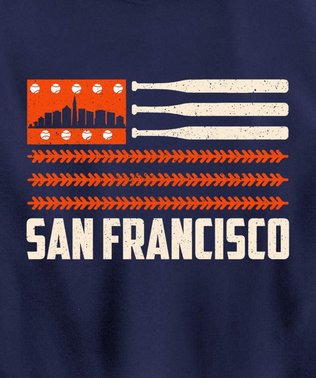 San Francisco Baseball Flag Patriotic Vintage Pullover Hoodie