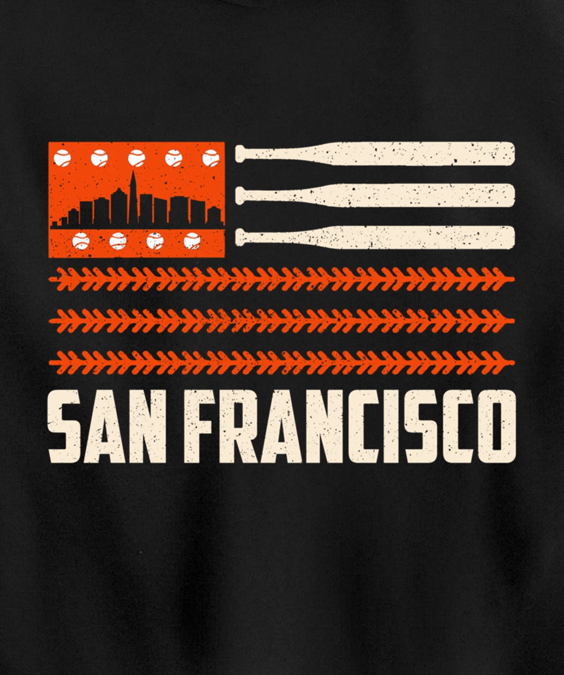 San Francisco Baseball Flag Patriotic Vintage Pullover Hoodie