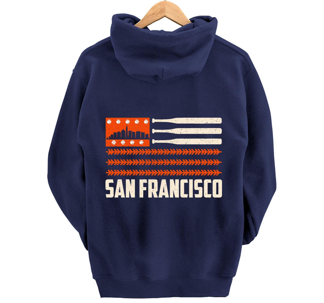 San Francisco Baseball Flag Patriotic Vintage Pullover Hoodie