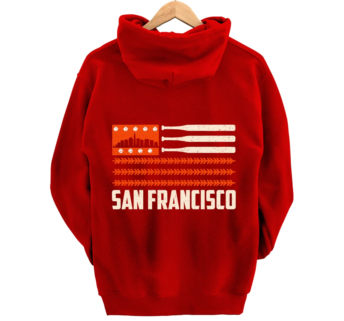 San Francisco Baseball Flag Patriotic Vintage Pullover Hoodie