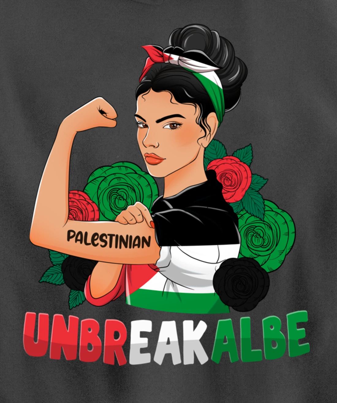 Messy Bun Palestinian Flag Palestine For Girls Womens Pullover Hoodie