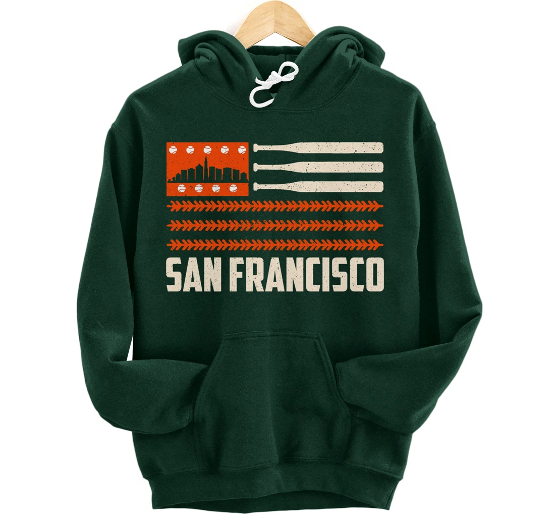 San Francisco Baseball Flag Patriotic Vintage Pullover Hoodie