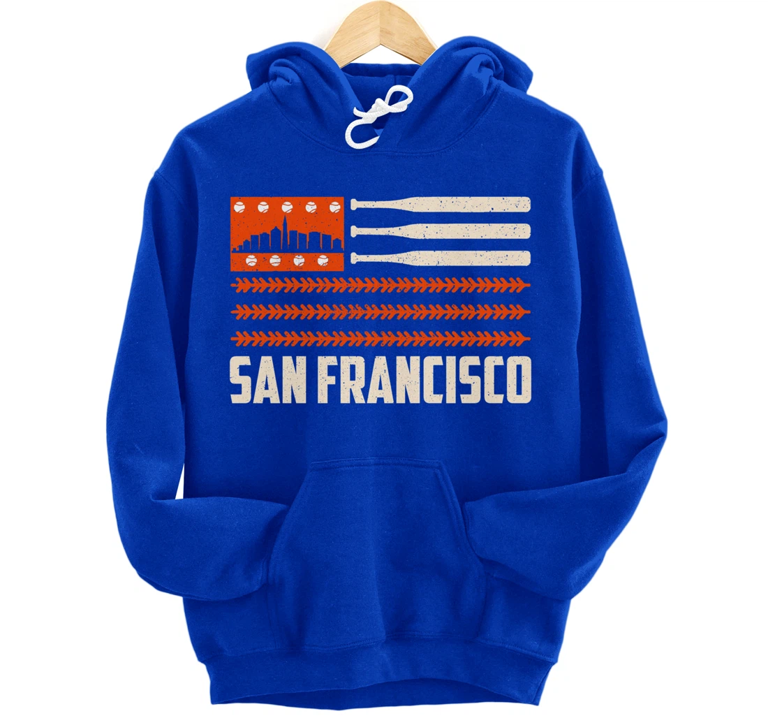 San Francisco Baseball Flag Patriotic Vintage Pullover Hoodie