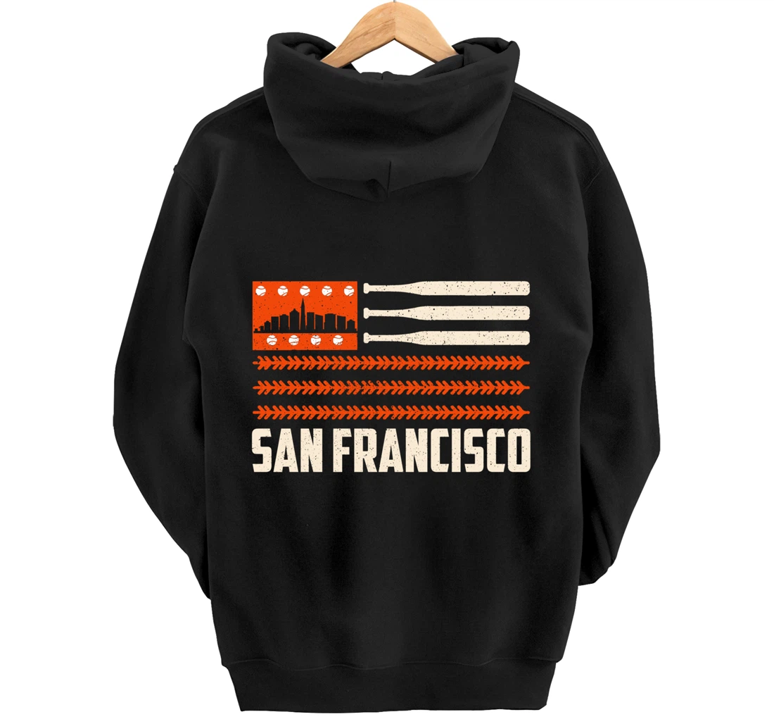 San Francisco Baseball Flag Patriotic Vintage Pullover Hoodie