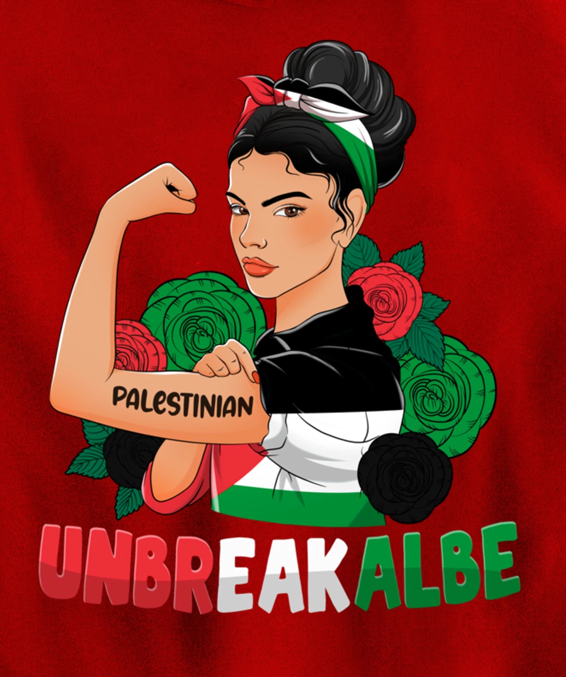 Messy Bun Palestinian Flag Palestine For Girls Womens Pullover Hoodie