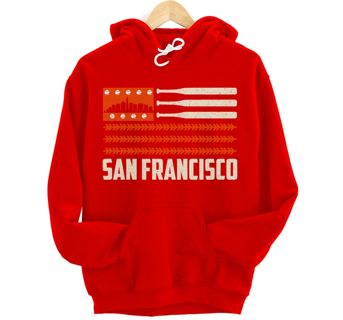 San Francisco Baseball Flag Patriotic Vintage Pullover Hoodie