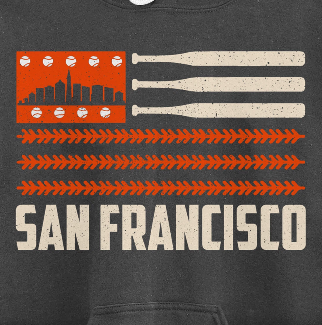 San Francisco Baseball Flag Patriotic Vintage Pullover Hoodie