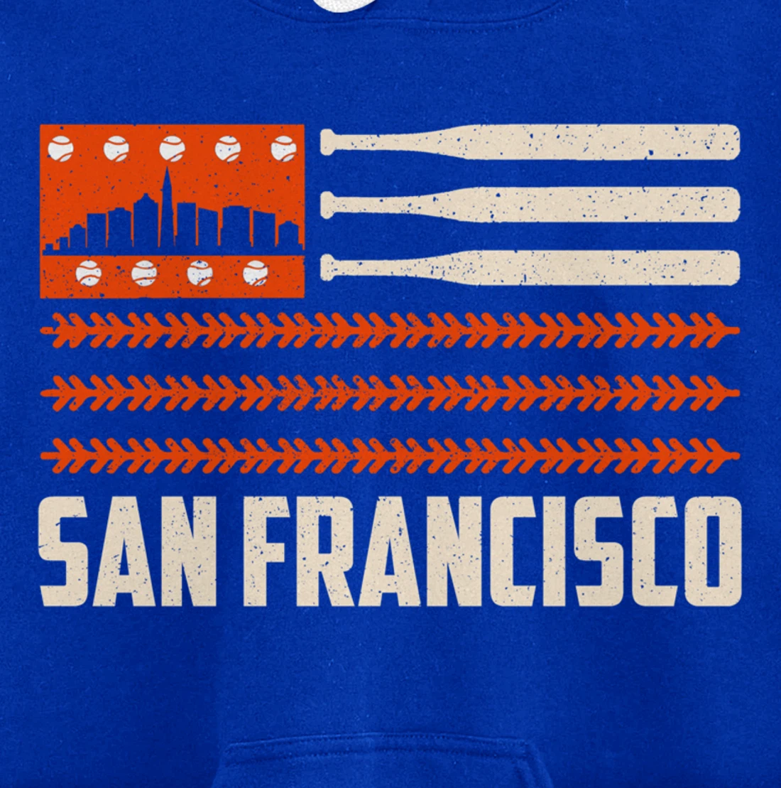 San Francisco Baseball Flag Patriotic Vintage Pullover Hoodie