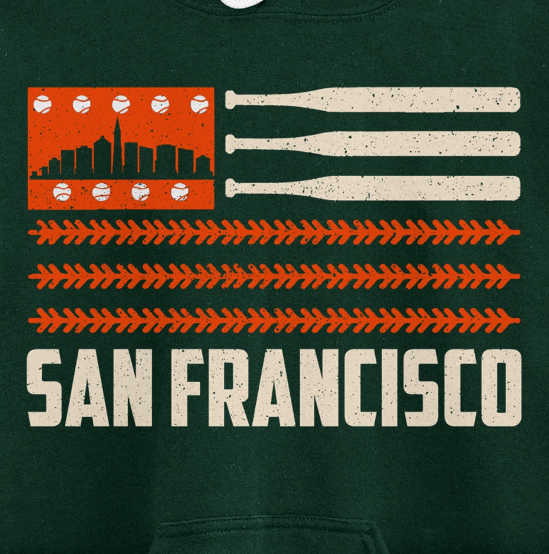 San Francisco Baseball Flag Patriotic Vintage Pullover Hoodie