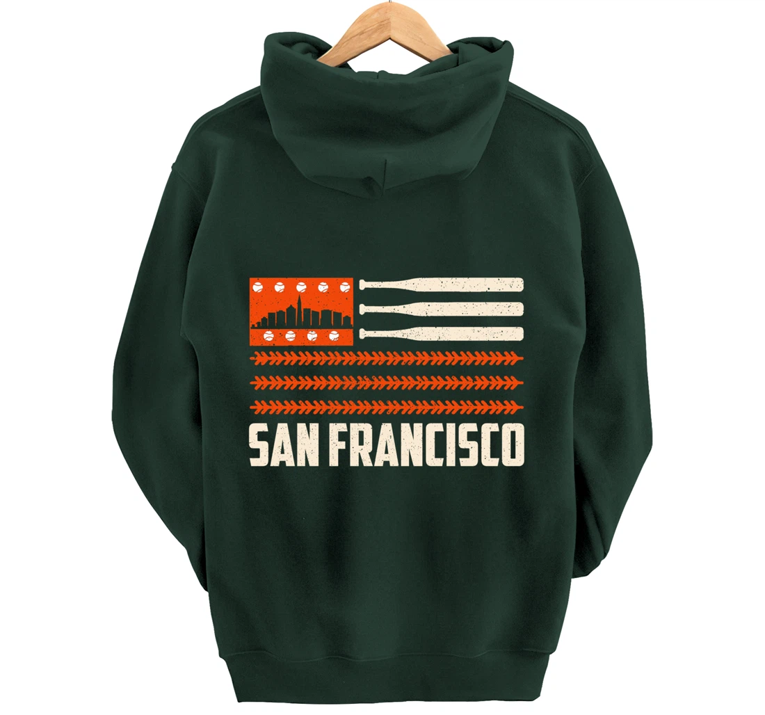 San Francisco Baseball Flag Patriotic Vintage Pullover Hoodie