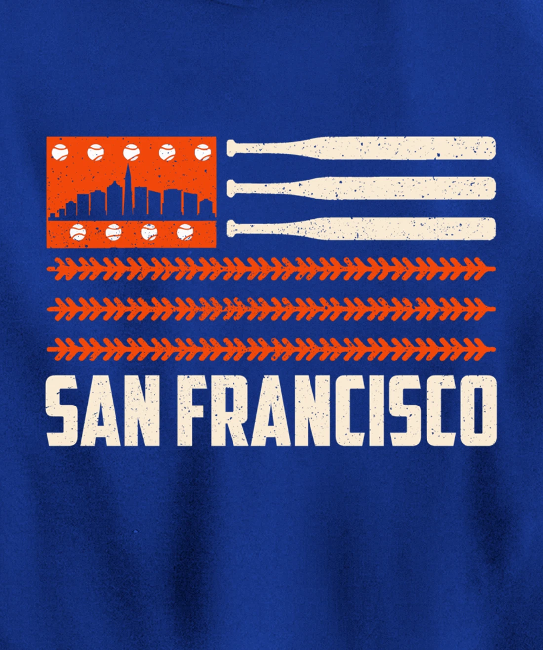 San Francisco Baseball Flag Patriotic Vintage Pullover Hoodie