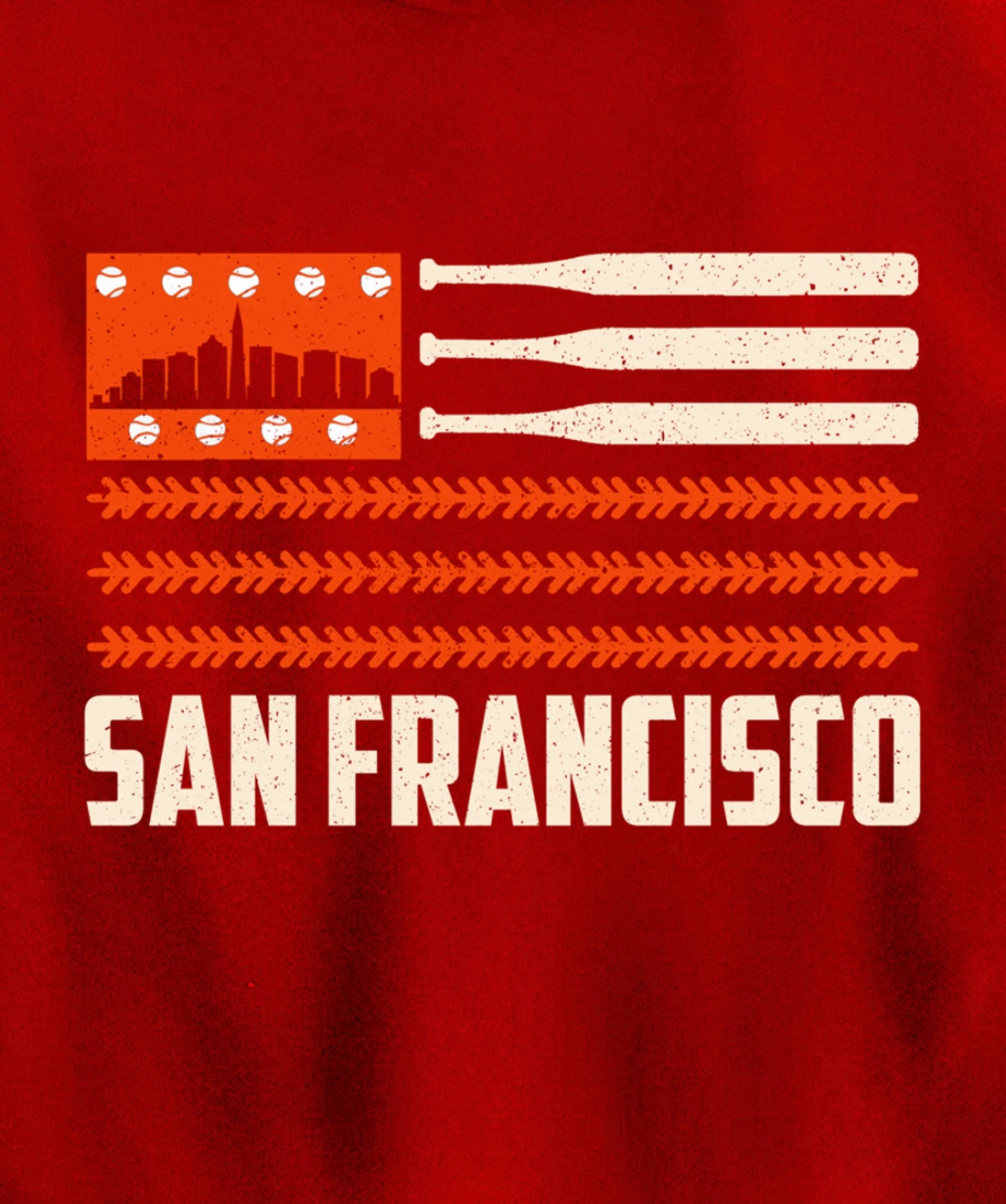 San Francisco Baseball Flag Patriotic Vintage Pullover Hoodie