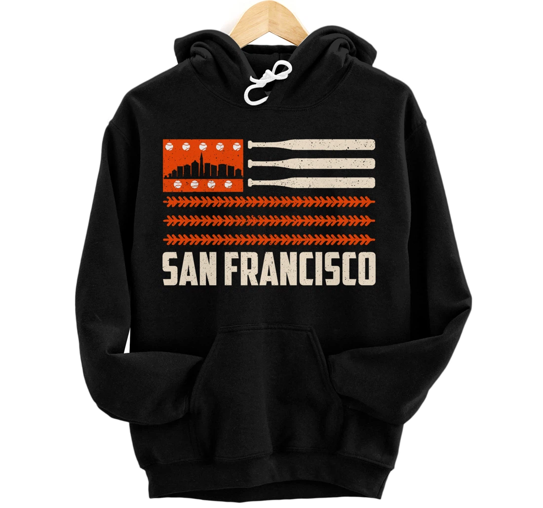 San Francisco Baseball Flag Patriotic Vintage Pullover Hoodie