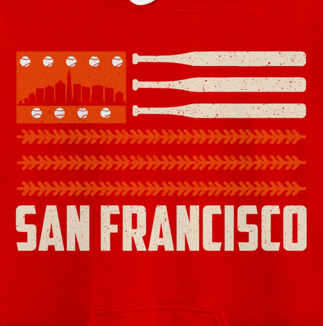 San Francisco Baseball Flag Patriotic Vintage Pullover Hoodie