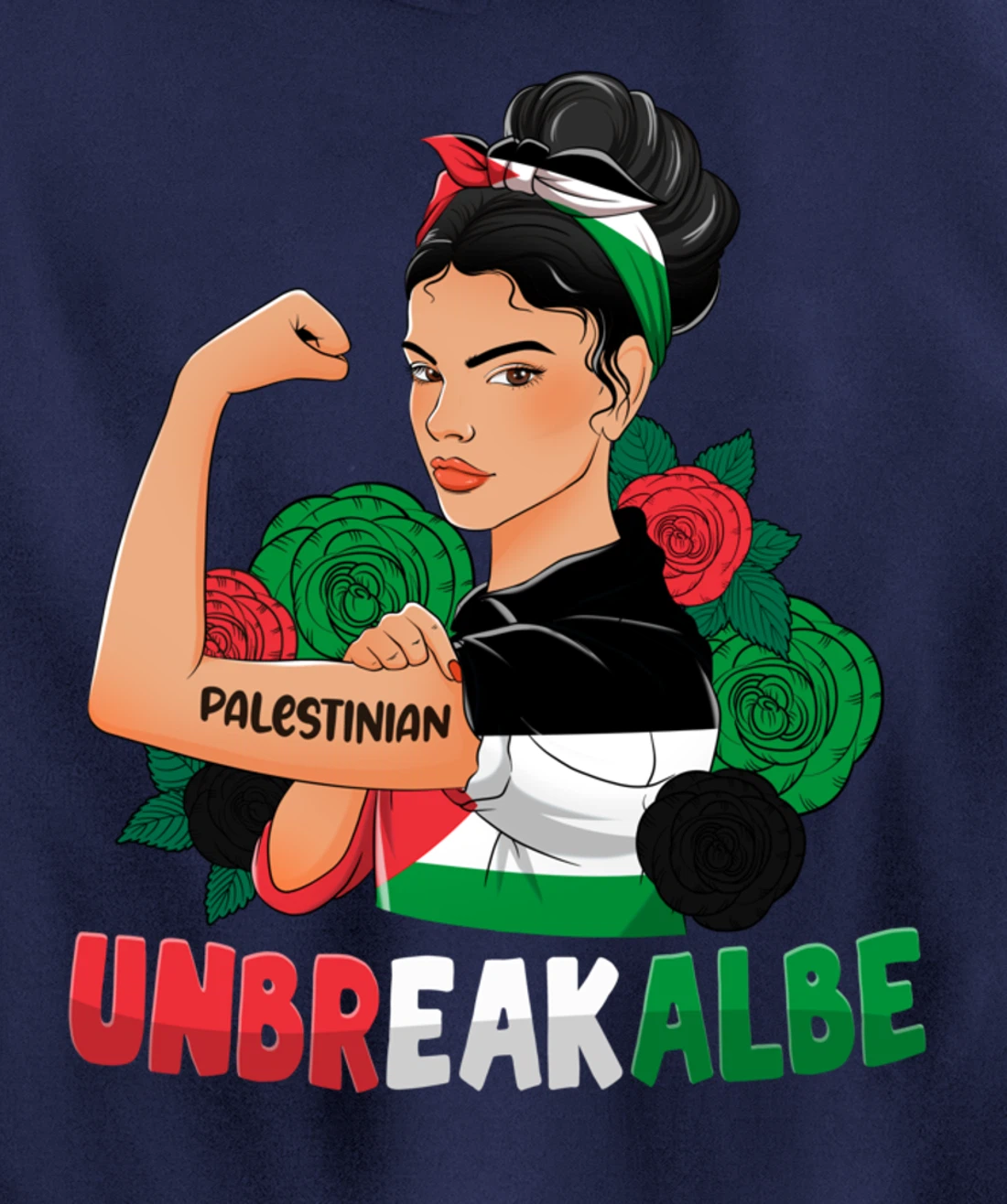 Messy Bun Palestinian Flag Palestine For Girls Womens Pullover Hoodie