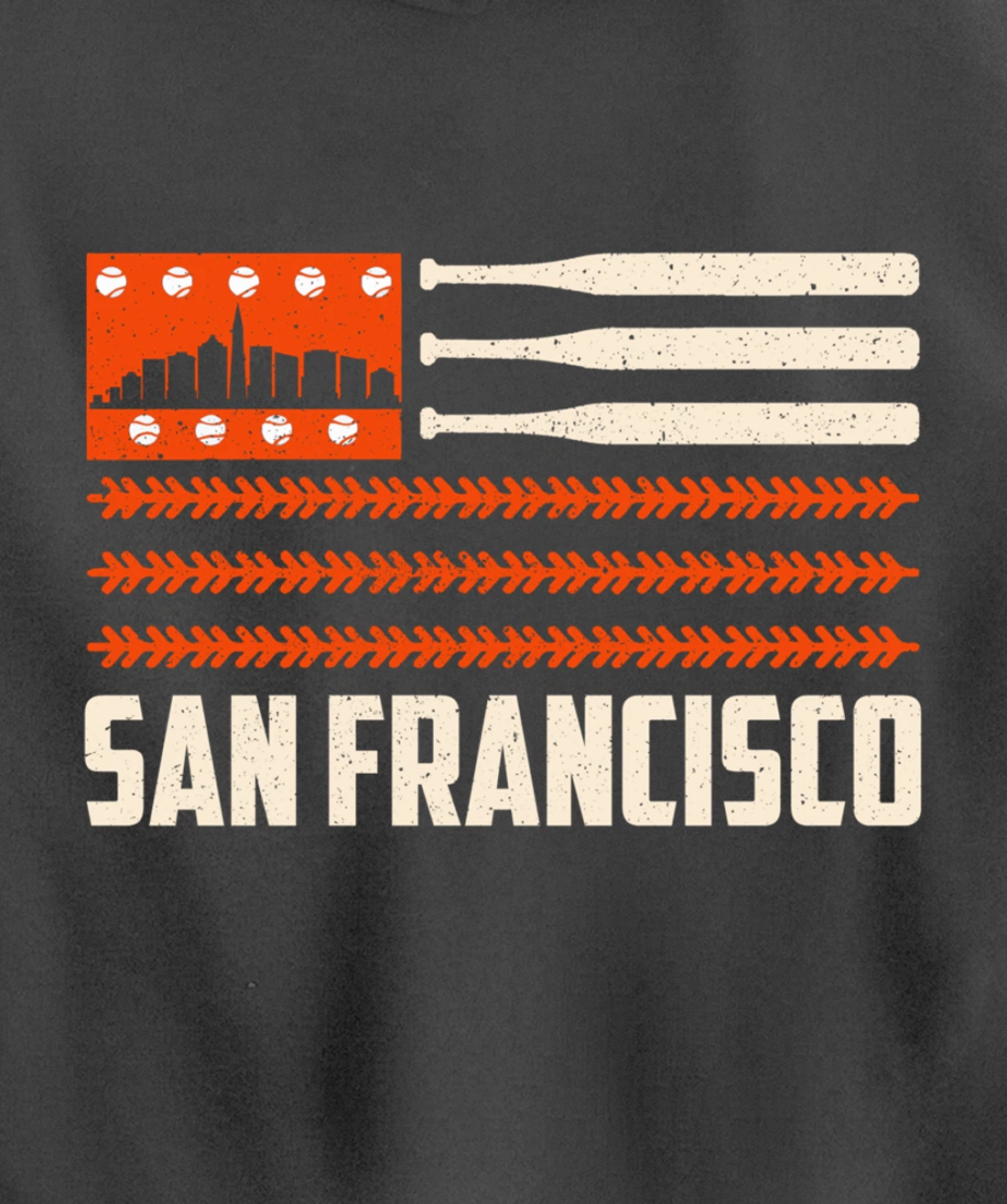San Francisco Baseball Flag Patriotic Vintage Pullover Hoodie