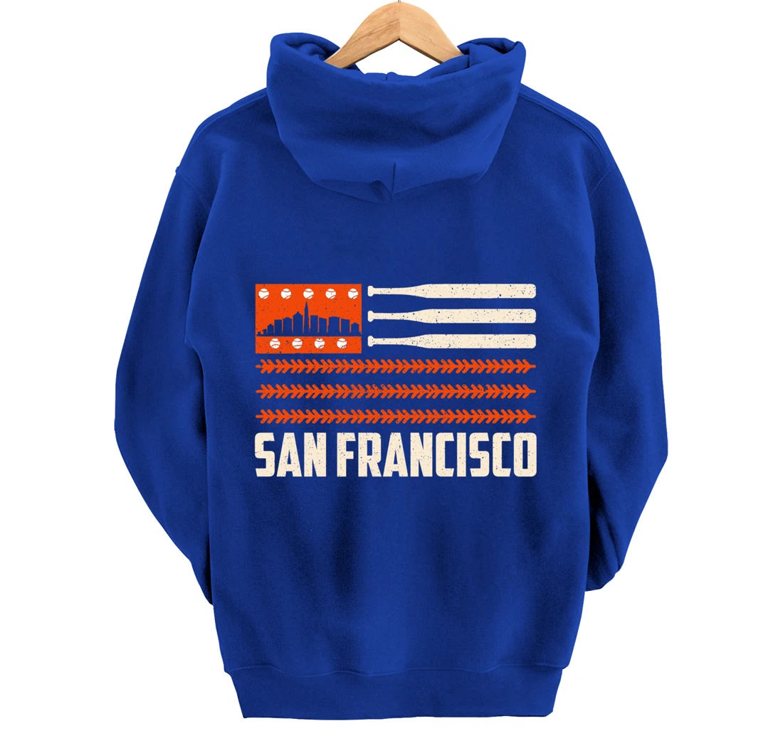 San Francisco Baseball Flag Patriotic Vintage Pullover Hoodie
