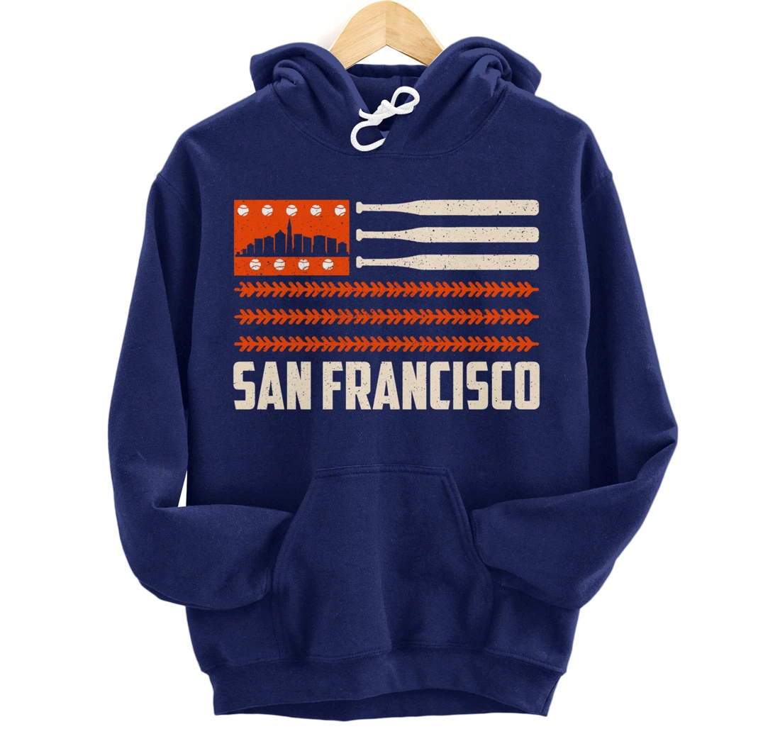 San Francisco Baseball Flag Patriotic Vintage Pullover Hoodie
