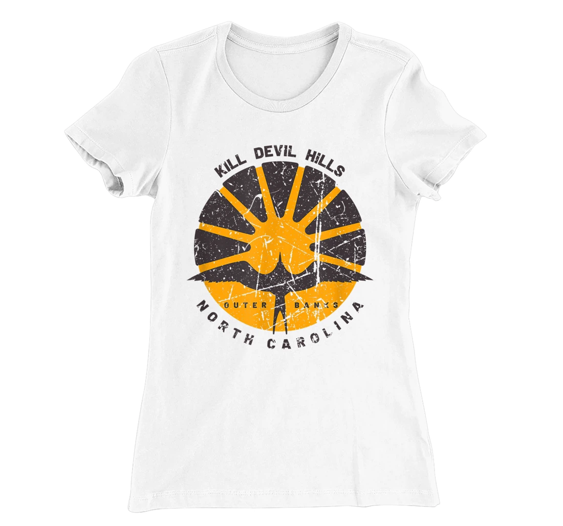 Kill Devil Hills, North Carolina Distressed Vintage Sunrise T-Shirt, Women T-Shirt