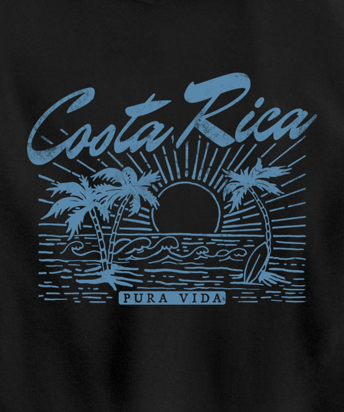 Costa Rica Pura Vida Vintage Distressed Beach Pullover Hoodie