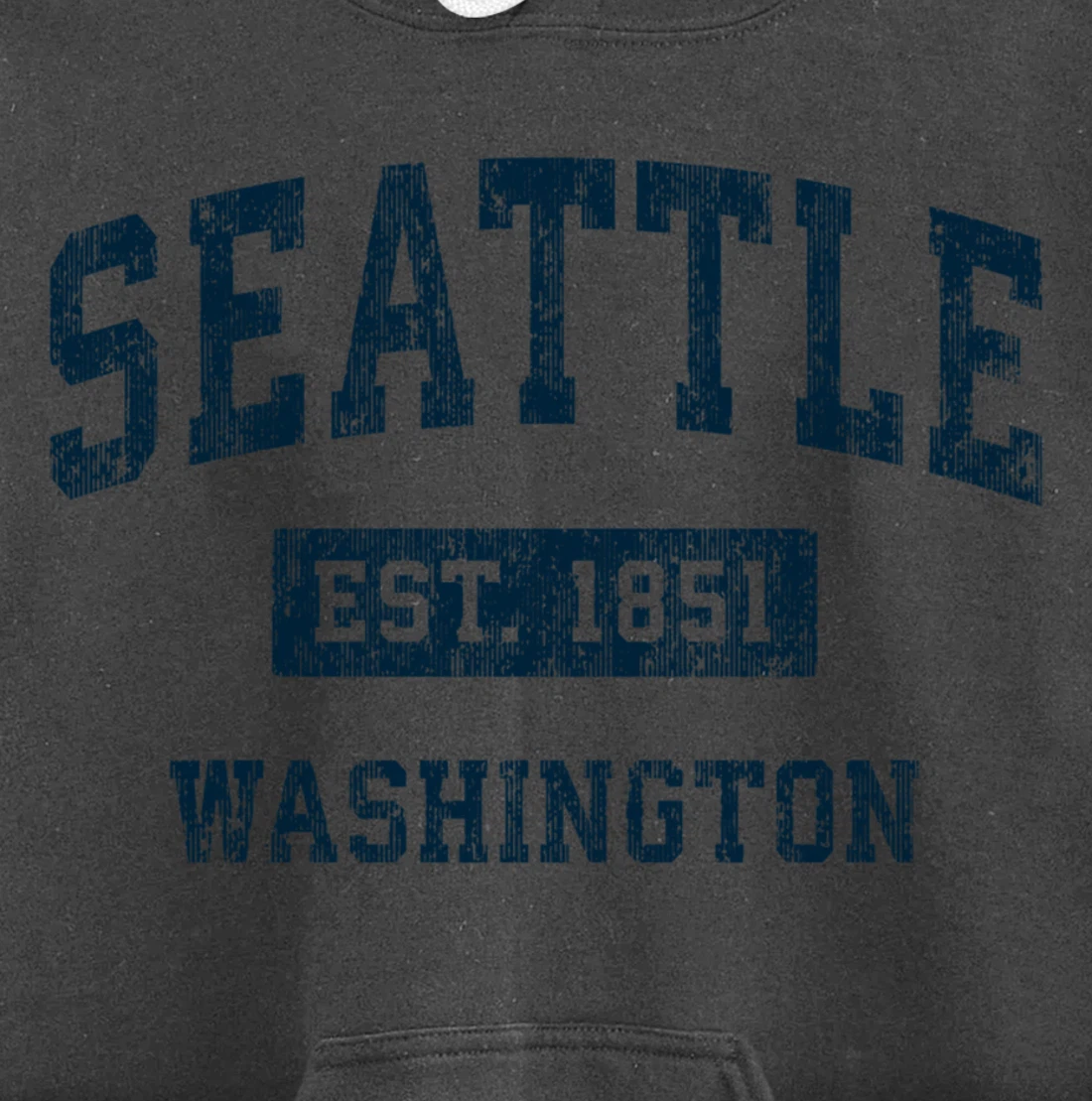 Seattle Washington WA Vintage Sports Design Navy Print Pullover Hoodie